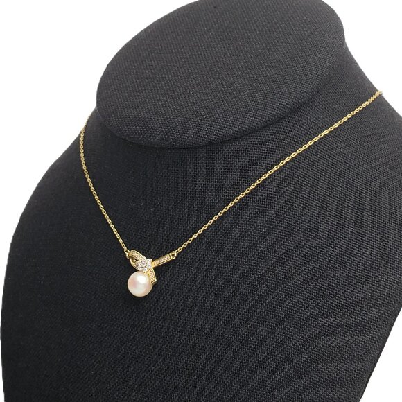 14K Gold Womens 1ct Diamond Solitaire Pearl Pendant Necklace 14 K Silver Jewelry - Picture 6 of 7